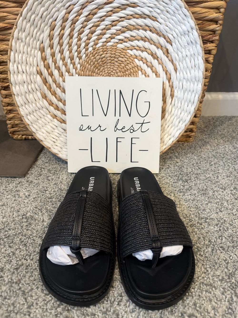 J/SLIDES Black Slide Sandals